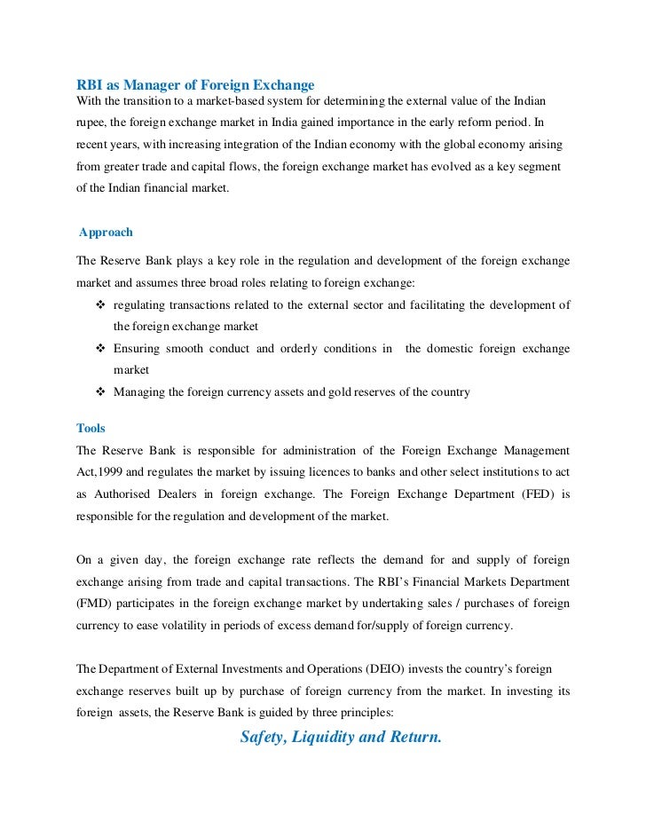 Reserve Bank of India - Reports foreign exchange trading platform rbi